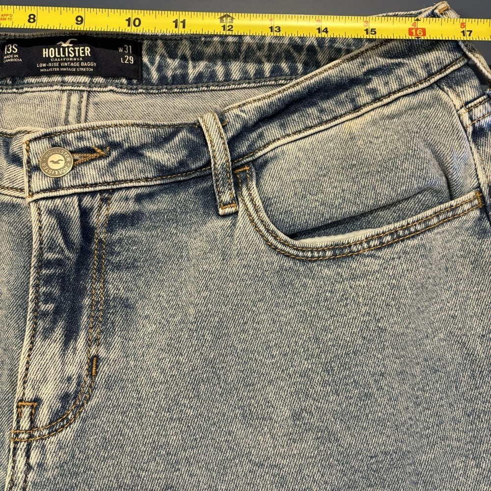 Low-Rise Vintage Baggy Jeans Hollister Relaxed Fit 31x29 Light Retro 90s Skater - Picture 4 of 12